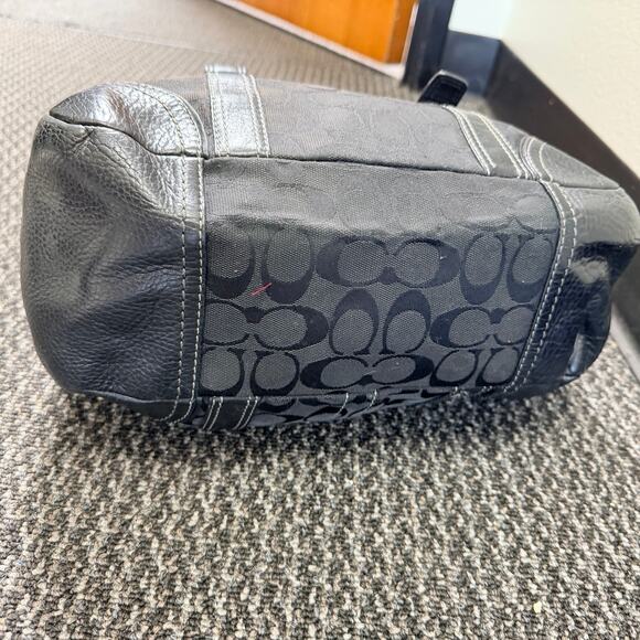 Coach Logo Black Shoulder Bag Purse w/Signature Leather Silver Hardware 15”x11” - Picture 9 of 16